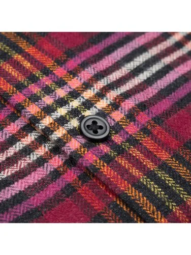 Pink Flannel Plaid Albiate Button-down Collar Tailor Fit Lumberjack Pure Linen Shirt with Germirli - 3