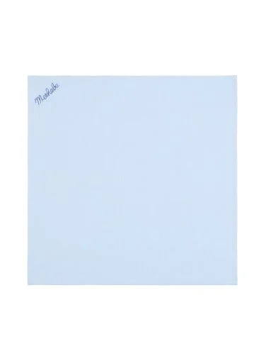 Germirli Blue Color Hello Embroidered Tencel Linen Handkerchief - 1