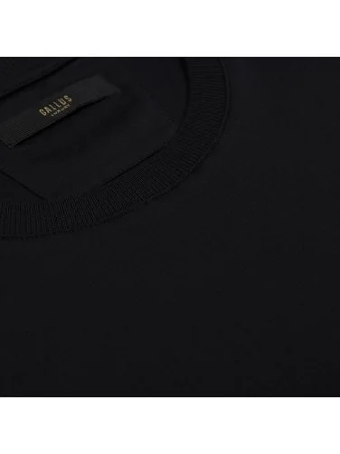 Gallus Black Knitted Crew Neck Mercerized Regular Fit T-Shirt - 2