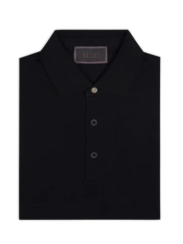 Gallus Black Polo Collar Pique Cotton Regular Fit T-Shirt - 2