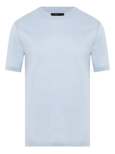 Gallus Blue Knitted Crew Neck Regular Fit Mercerized T-Shirt - 1