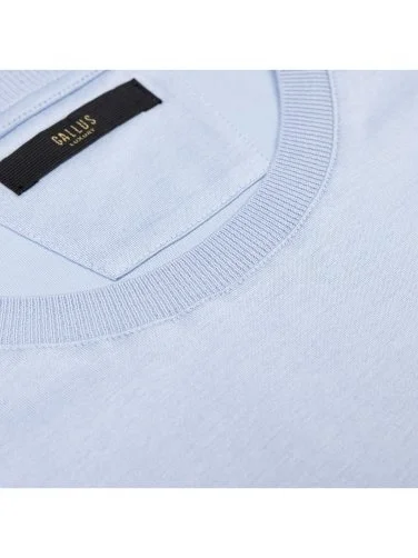 Gallus Blue Knitted Crew Neck Regular Fit Mercerized T-Shirt - 2