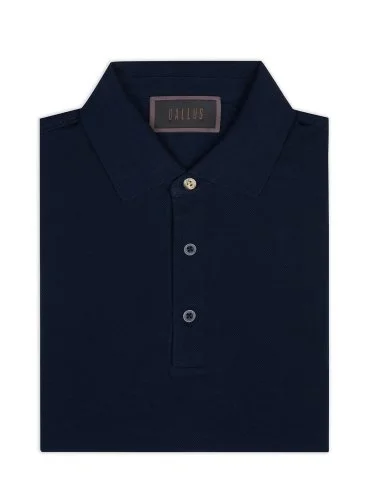 Gallus Navy Blue Polo Collar Pique Cotton Regular Fit T-Shirt - 2