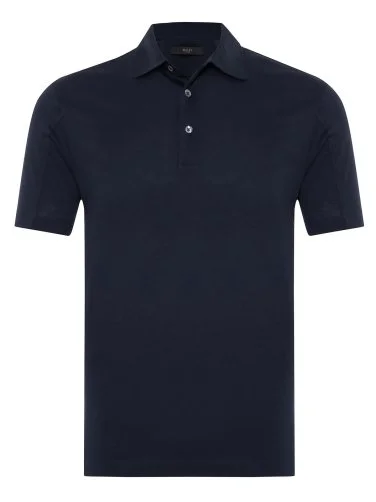 Gallus Navy Blue Shirt Collar Mercerized Regular Fit T-Shirt - 1