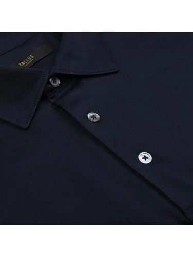 Gallus Navy Blue Shirt Collar Mercerized Regular Fit T-Shirt - 2