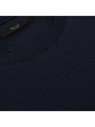 Gallus Navy Blue Knitted Crew Neck Mercerized Regular Fit T-Shirt - 2