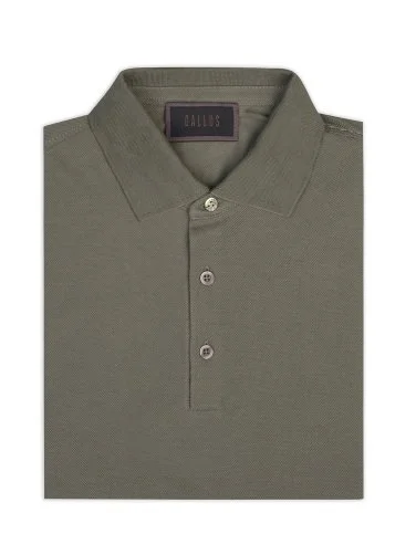 Gallus Olive Green Polo Collar Pique Cotton Regular Fit T-Shirt - 2
