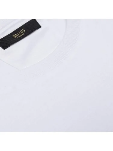 Gallus White Knitted Crew Neck Mercerized Regular Fit T-Shirt - 2