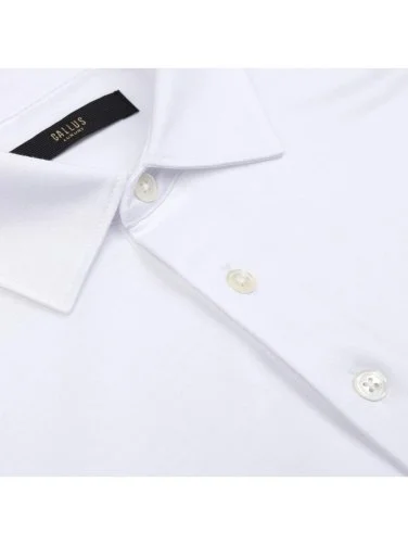 Gallus White Shirt Collar Mercerized Regular Fit T-Shirt - 2