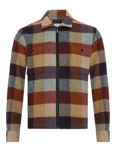 Germirli Albiate Colorblock Warm Plaid Wool Utility Jacket Shirt - 1