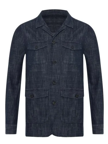 Germirli Albiate Selvedge Denim Tailor Fit Pure Cotton Utility Jacket Shirt - 2