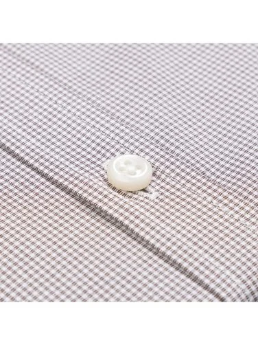 Germirli Albini Exclusive Brown Gingham Button-Down Collar Tailor Fit Cotton Shirt - 4