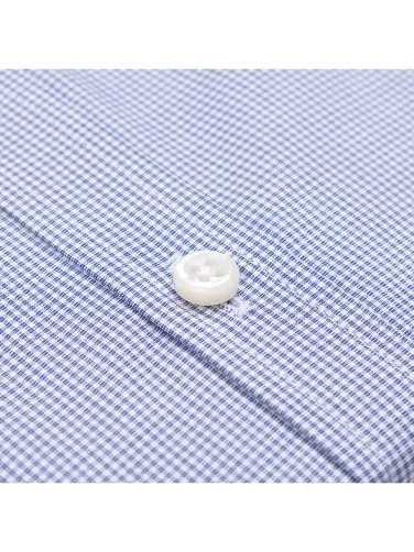 Germirli Albini Exclusive Navy Blue Gingham Patterned Button-down Collar Tailor Fit Cotton Shirt - 4