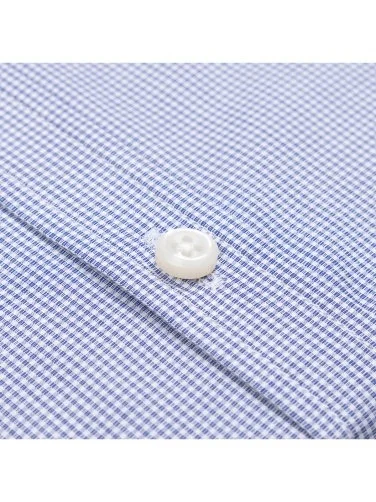 Germirli Albini Exclusive Navy Blue Gingham Tailor Fit Cotton Shirt - 4