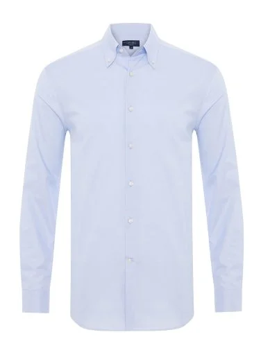 Germirli Albini Natural Germirli Exclusive Blue Oxford Tailor Fit Button-down Collar Cotton Shirt - 1