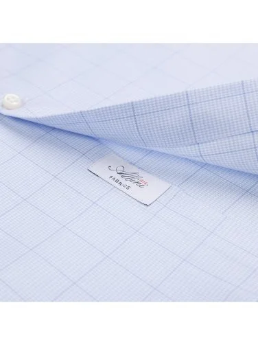 Germirli Albini Natural Germirli Exclusive Blue Patterned Tailor Fit Button-down Collar Organic Cotton Shirt - 3