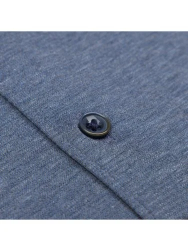 Germirli Aviator Blue Melange Albini Active 4Flex Soft Collar Slim Fit Shirt - 3