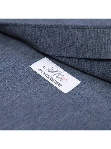 Germirli Aviator Blue Melange Albini Active 4Flex Soft Collar Slim Fit Shirt - 4