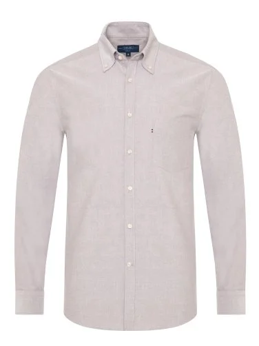 Germirli Beige Button-Down Collar Pocket Tailor Fit Sport Oxford Men's Shirt - 1