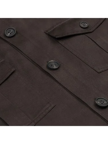 Germirli Bitter Coffee Utility Flap Pocket Cotton Linen Safari Jacket Shirt - 2