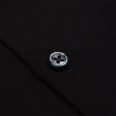 Black Button-Down Collar Tailor Fit Men's Tencel Shirt with Germirli - 3