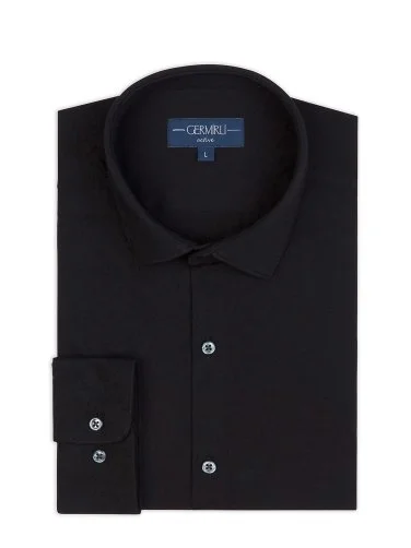 Germirli Black Cotton 3D Germirli Slim Fit Active Shirt - 2