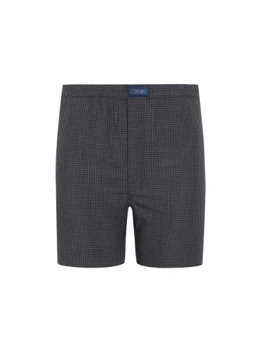 Germirli Black, Gray Small Checkered Cotton Boxer Shorts - 1