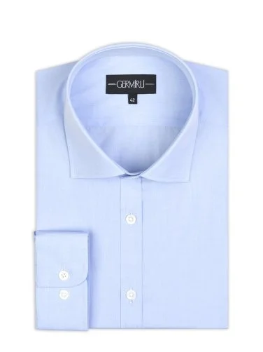 Germirli Black Label Light Blue Tailor Fit Classic Collar 200/2 Cotton Shirt - 2