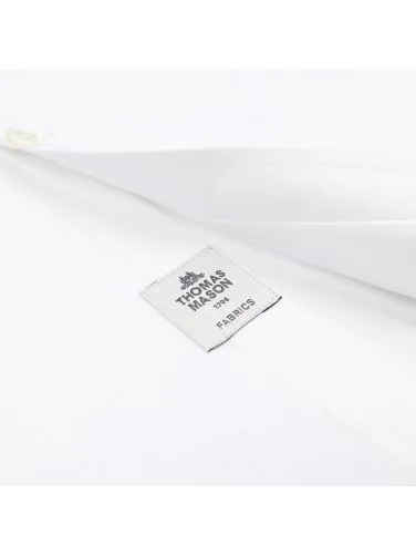Germirli Black Label White Twill Texture Tailor Fit Classic Collar Thomas Mason Sea Island Cotton Shirt - 4