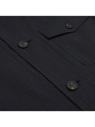 Germirli Black Seersucker Texture Tailor Fit Cotton Beyoglu Jacket Shirt - 2