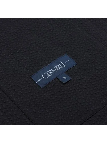 Germirli Black Seersucker Texture Tailor Fit Cotton Beyoglu Jacket Shirt - 3