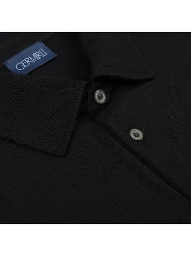 Germirli Black Shirt Collar Regular Fit Extra Fine Wool Knitwear - 3