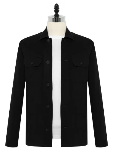 Germirli Black Tailor Fit Relaxed Fit Cotton Jacket Shirt - 1