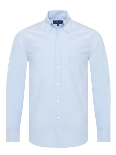 Germirli Sky Blue Button-down Collar Pocket Tailor Fit Sport Oxford Men's Shirt - 1