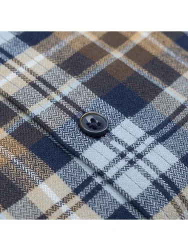 Germirli Blue Coffee Soft Collar Flannel Plaid Tailor Fit Albiate Cotton Lumberjack Shirt - 3