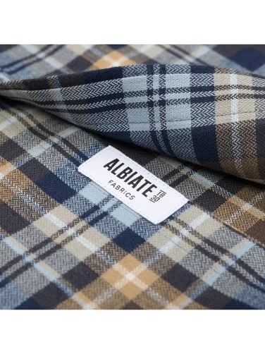 Germirli Blue Coffee Soft Collar Flannel Plaid Tailor Fit Albiate Cotton Lumberjack Shirt - 4