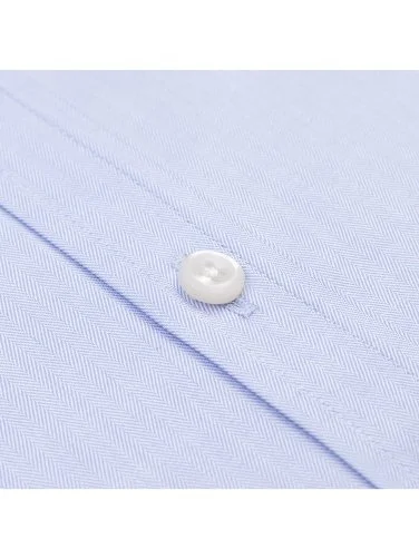 Germirli Blue Exclusive Herringbone Texture Button-down Collar Tailor Fit Cotton Shirt - 3
