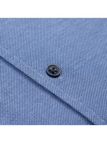 Germirli Blue Knitted Fabric Lapel Collar Tailor Fit Cotton Shirt - 4