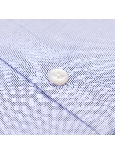 Germirli Blue Micro Patterned Exclusive Classic Collar Tailor Fit Cotton Shirt - 3