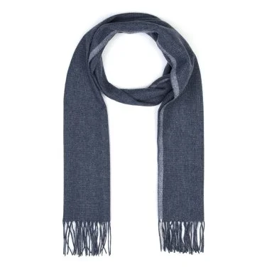 Blue Micro Patterned Wool Scarf with Germirli - 1