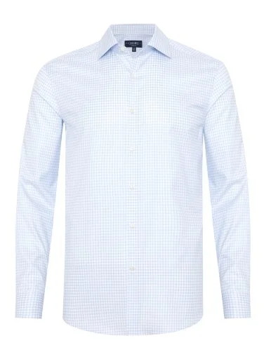 Germirli Blue Gingham Exclusive Tailor Fit Cotton Shirt - 1