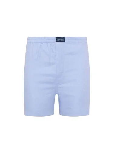 Blue Thin Diagonal Cotton Boxer Shorts with Germirli - 1