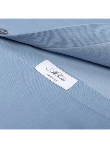 Germirli Blue Thin Velvet Soft Collar Albini Tailor Fit Utility Pure Cotton Shirt - 5