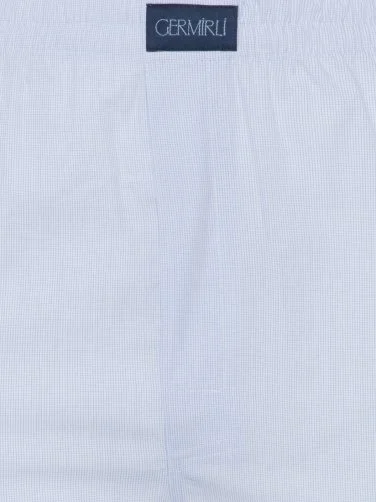 Blue and White Patterned Cotton Boxer Shorts with Germirli - 2