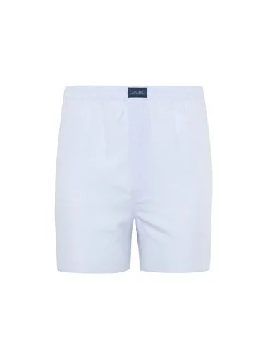 Blue and White Plaid Cotton Boxer Shorts with Germirli - 1