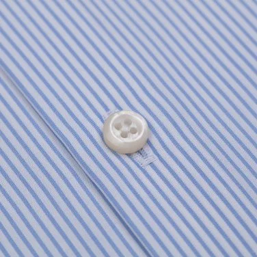 Germirli Blue White Striped Tailor Fit 120/2 Journey Twill Non Iron Cotton Italian Collar Shirt - 2