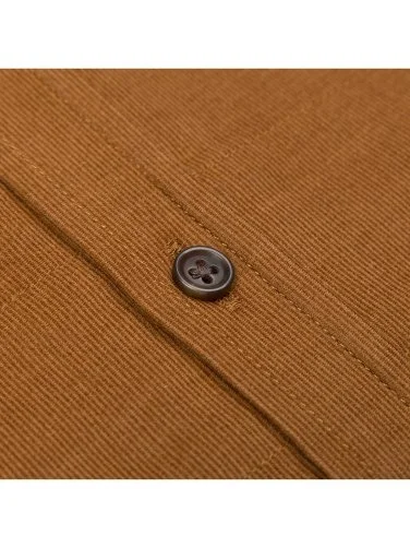 Germirli Camel Color Thin Velvet Soft Collar Tailor Fit Utility Pure Cotton Shirt - 3