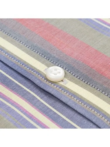 Germirli Colorful Vintage Thick Striped Button-down Collar Pocket Tailor Fit Cotton Shirt - 3
