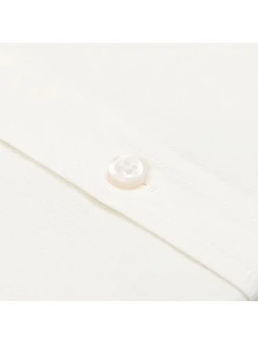 Cream Color Soft Collar Tailor Fit Tencel Linen Shirt with Germirli Hem - 3