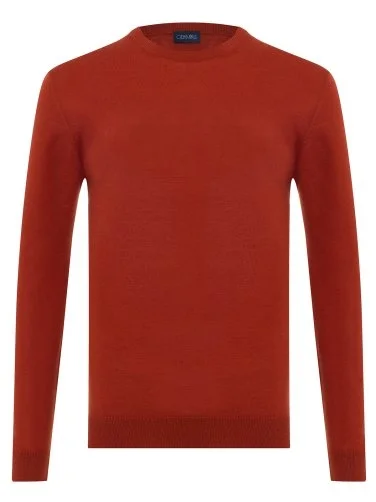 Germirli Crew Neck Tile Color Merino Wool Sweater - 1